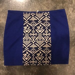 Blue and white Aztec skirt